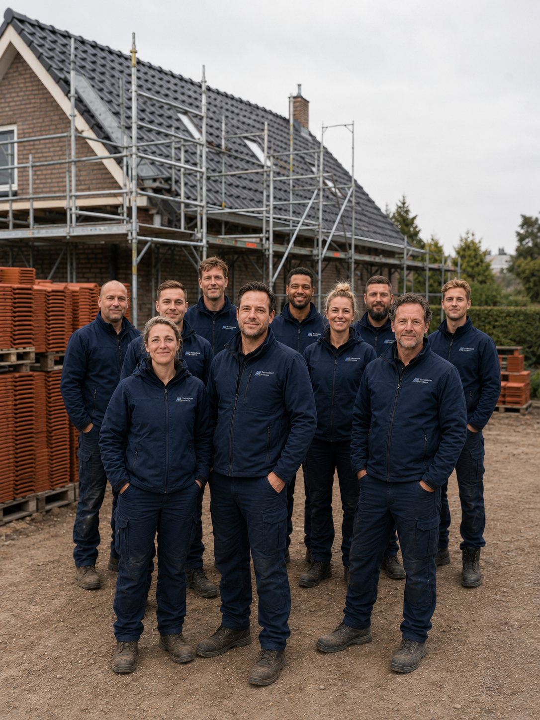 Team van Dakdekkers Arnhem bij een gerenoveerd pannendak